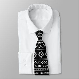 Aztec White Grått Blk Mixed Motifs Mönster Neck Ti Slips