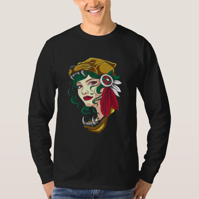 Aztec Woman - mexikansk flicka - Chava - Hecho en  T Shirt (Framsida)