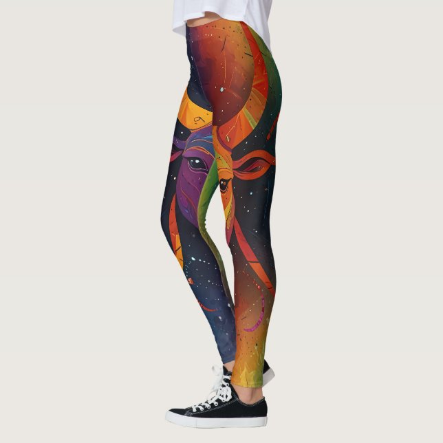 Aztec Zodiac Abstrakt Mix Leggings (Vänster)