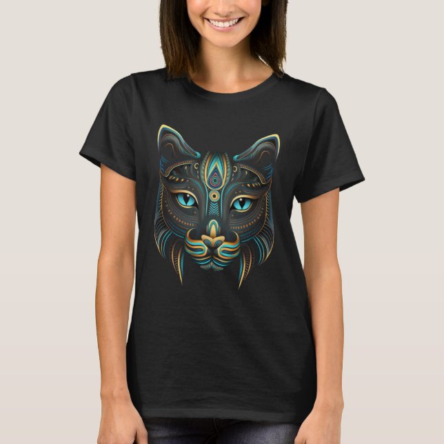 Azteca Cat Traditional Mexican Aztec Animal T Shirt (Framsida)