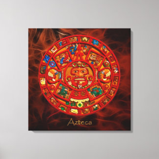 AZTECA ~ Mayan - Aztec Sol Calendar Print Canvastryck