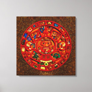 AZTECA ~ Mayan\Aztec Sol Calendar-utskrift Canvastryck