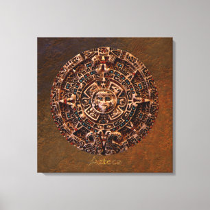 AZTECA ~ Mayan - Aztec Sol Calender Art Print Canvastryck