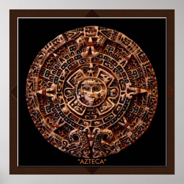 AZTECA ~ Mayan - Aztec Sol Calender Art Print Poster (Framsidan)