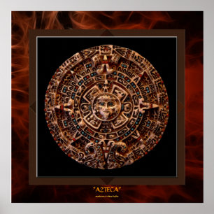 AZTECA ~ Mayan - Aztek Solkalender Konsttryck LGE Poster
