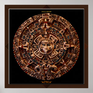 AZTECA ~ Mayan - Aztek Solkalender Konsttryck Poster