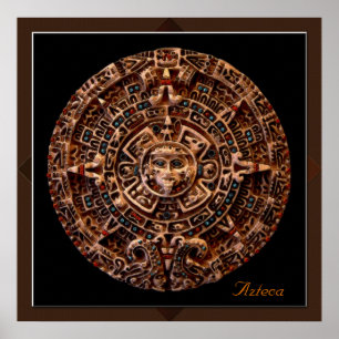 "AZTECA" Mayansk solkalender konsttryck Poster