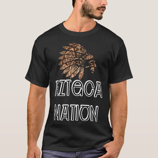 AZTECA NATION Infödd, mexikansk headress T Shirt (Framsida)