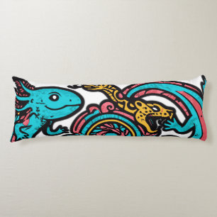 Aztek Axolotl Xolotl Tribal Mönster mytologi boho Kroppskudde