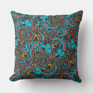 Aztek Axolotl Xolotl Tribal Mönster mytologi boho Kudde