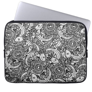 Aztek Axolotl Xolotl Tribalmönster mytologi boho Laptop Fodral