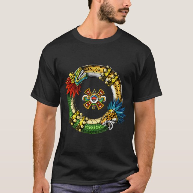 Aztek Quetzalcoatl Jaguar T Shirt (Framsida)