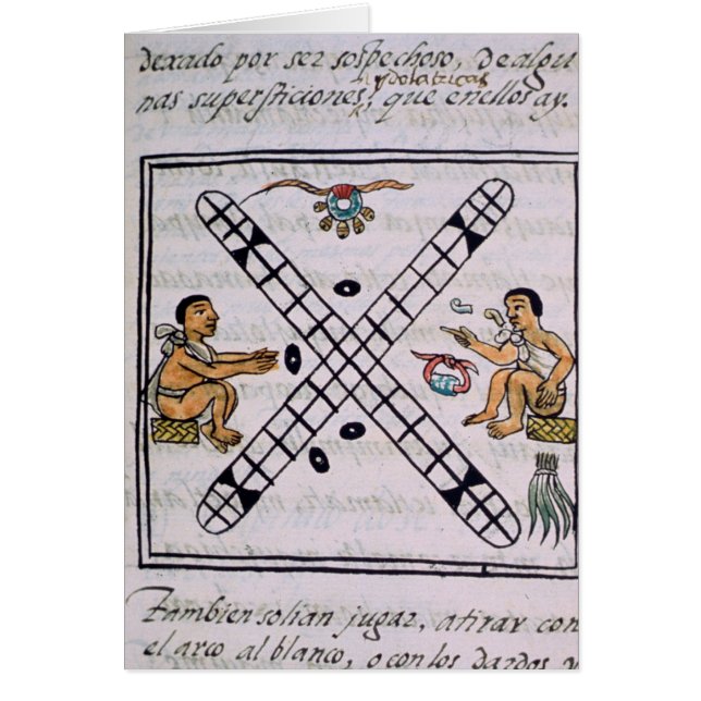 Azteker män som spelar Patoli Hälsningskort (Framsidan)