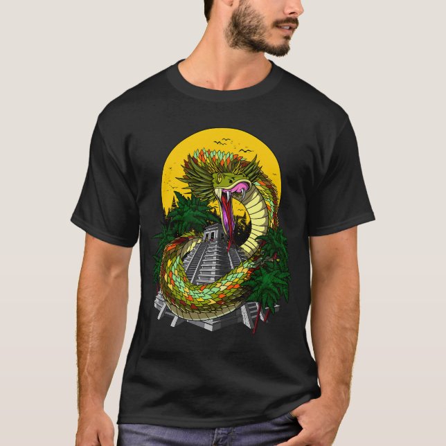 Aztekernas Gud Quetzalcoatl T Shirt (Framsida)