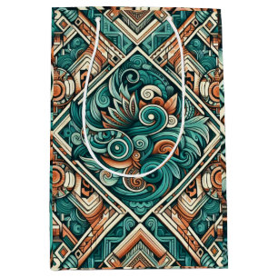 Aztekinspirerad teal och terrakotta mönster