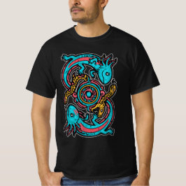 Aztekisk Axolotl Xolotl Tribal Mönster mytologi bo T Shirt
