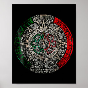 Aztekisk kalender solsten mexikansk konst carving poster