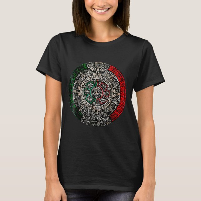 Aztekisk kalender solsten mexikansk konst carving  t shirt (Framsida)