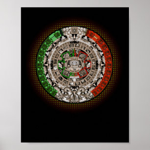 Aztekisk kalender solsten mexikansk konstsnidare poster