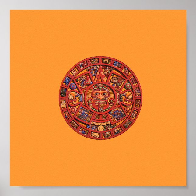 Aztekisk kalendersten - affisch/tryck poster (Framsidan)