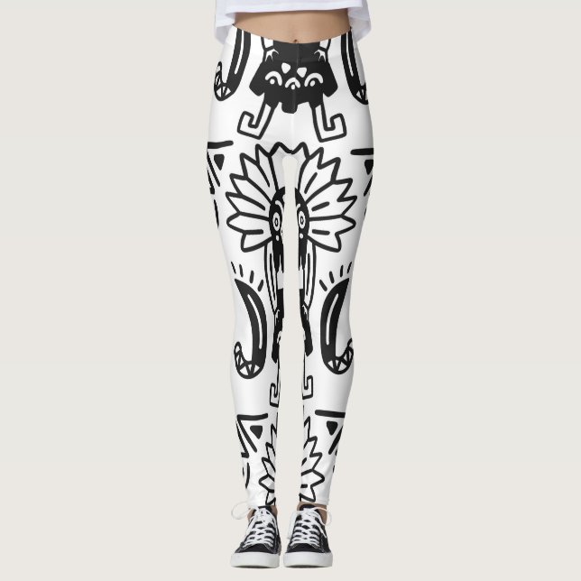 Aztekisk konst - ödlemönster leggings (Framsida)