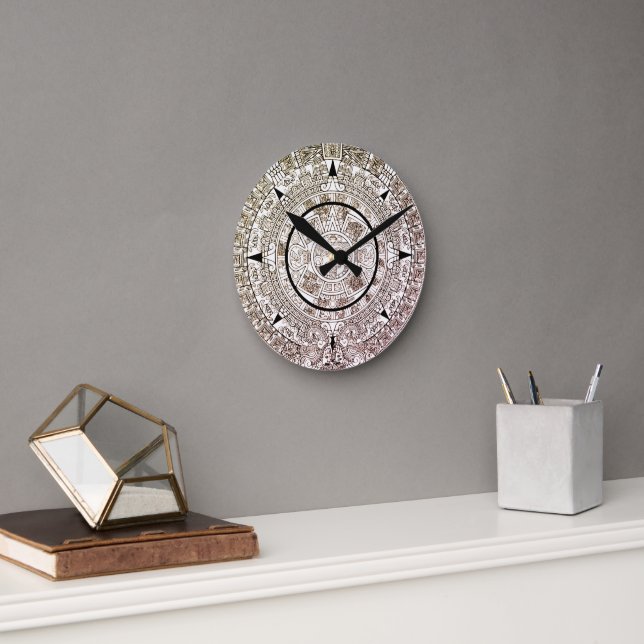 Aztekisk solskiva kalender rund klocka (Kontor)