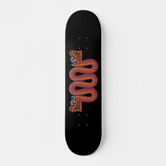 Aztekisk tvåhövdad orm mini skateboard bräda 18,5 cm (Framsida)
