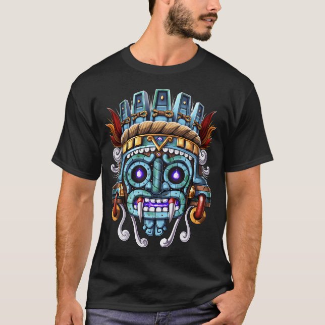 Aztekiska guden Tlaloc T Shirt (Framsida)
