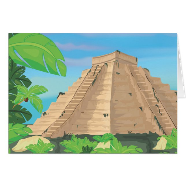 Aztekpyramid Hälsningskort (Framsidan Horizontal)