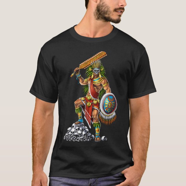 Azteksk krigare med dödskalle t shirt (Framsida)
