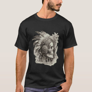 Aztekskalle Maya Mexikansk Fjädrad Mayan Ursprungs T Shirt