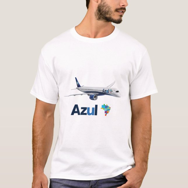 Azul Airlines Embraer 195 Flygplan   T Shirt (Framsida)