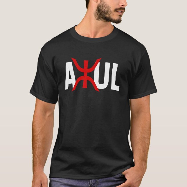 Azul Amazigh tifinagh symbol Tamazirt tamazgha fla T Shirt (Framsida)