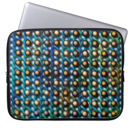 azul esverdeada com esferas marrom e furos redondo laptop fodral