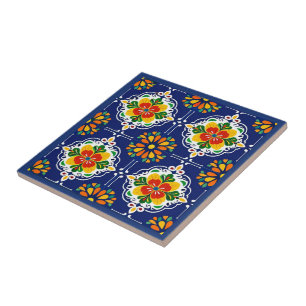 Azul Flor Mosaic Kakelplatta