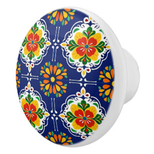 Azul Flor Mosaik Knopp