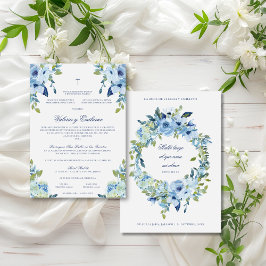 Azul Invación de Boda Catolica Formal Bröllop Inbjudningar