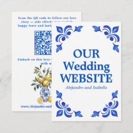 💙🍋 Azul & Limone Romance QR Bröllopswebbplats Tilläggskort