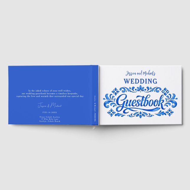 💍🍋💙Azul & Limone Romantiskt Bröllopsgästbok Gästböcker (Full)