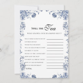 azul presupuesto Bridgerton Bridal Shower Game Inbjudningar