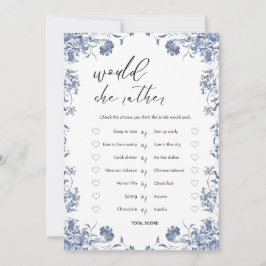 azul presupuesto Bridgerton Bridal Shower Game Inbjudningar
