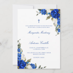 Azul Real Invacion de Boda Cristiana Bröllop Inbjudningar