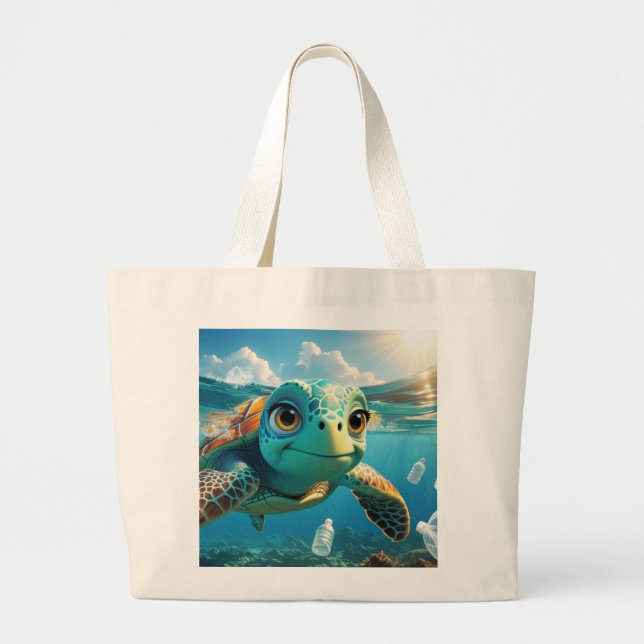 Azul the Turtle's Eco Call - Tote with a Uppdrag Jumbo Tygkasse (Framsidan)