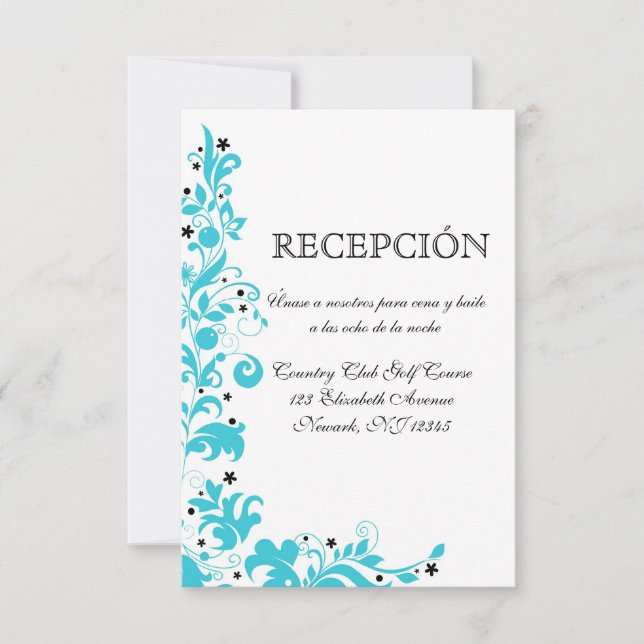 Azul Y Blanco Tarjeta de recepcion (Framsida)