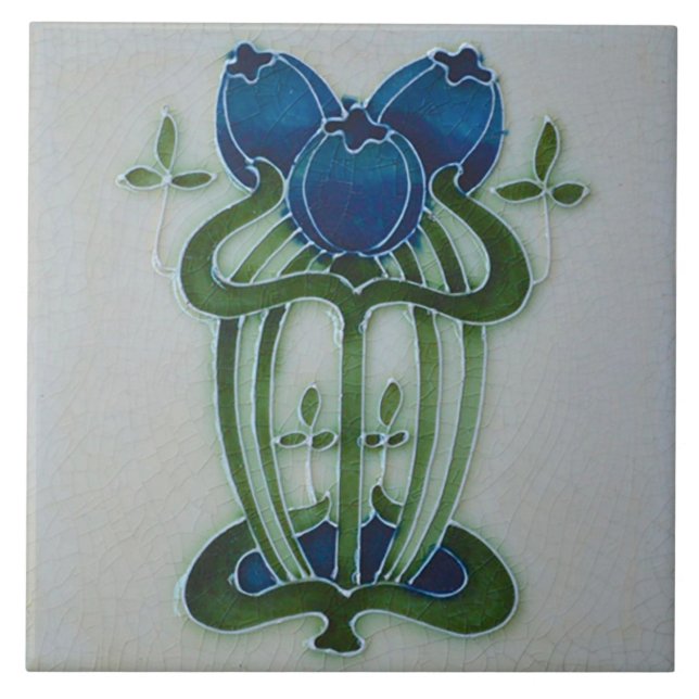 Azulejo Art Nouveau Ceramic Fireplace Wall Tile Kakelplatta (Framsidan)