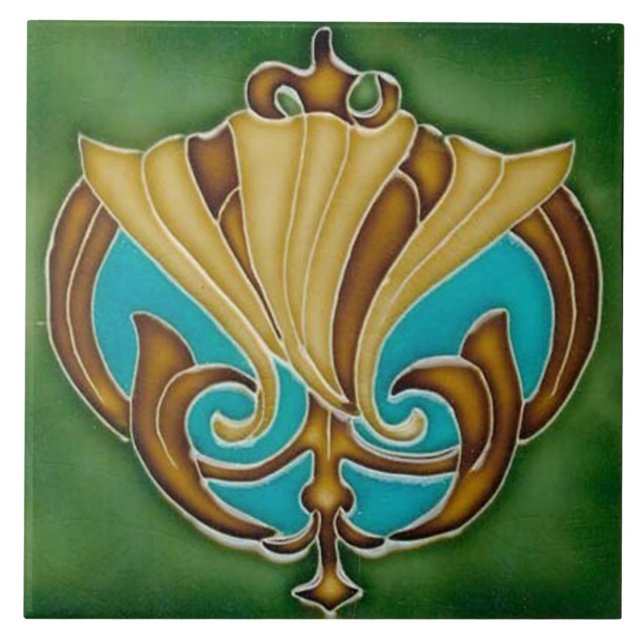 Azulejo Art Nouveau Ceramic tile Kakelplatta (Framsidan)