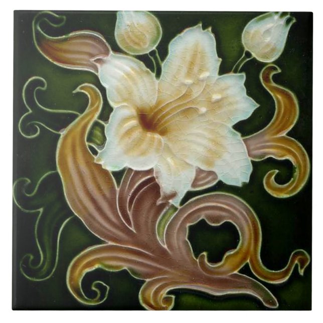 Azulejo Art nouveau ceramic tile Kakelplatta (Framsidan)