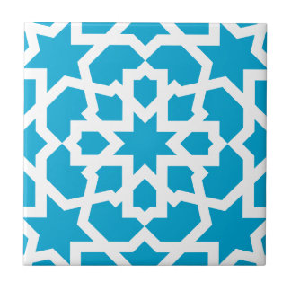 Azulejo azul de arabesco marroquí y mosaico kakelplatta