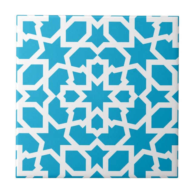 Azulejo azul de arabesco marroquí y mosaico kakelplatta (Framsidan)