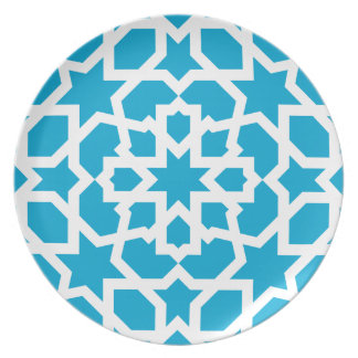Azulejo azul de arabesco marroquí y mosaico tallrik